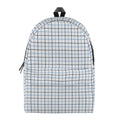 White And Blue Tattersall Pattern Print School Backpack