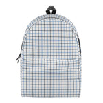 White And Blue Tattersall Pattern Print Backpack