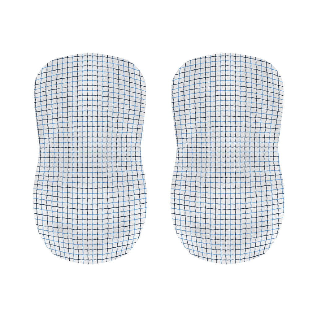 White And Blue Tattersall Pattern Print Bar Stool Covers