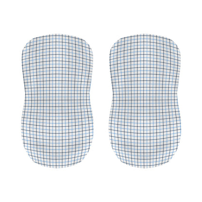 White And Blue Tattersall Pattern Print Bar Stool Covers