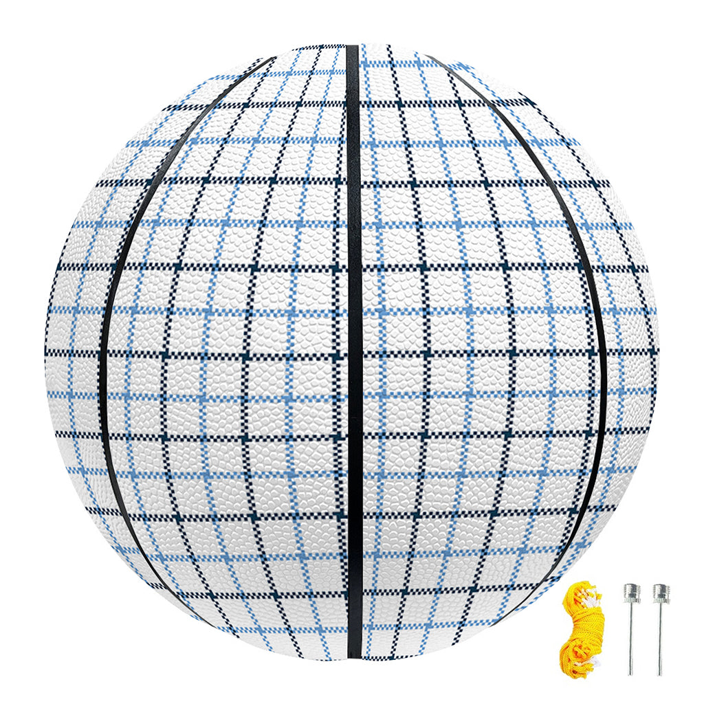 White And Blue Tattersall Pattern Print Basketball