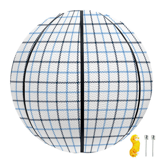 White And Blue Tattersall Pattern Print Basketball