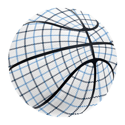 White And Blue Tattersall Pattern Print Basketball