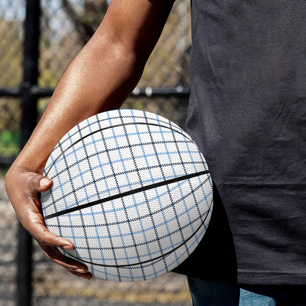 White And Blue Tattersall Pattern Print Basketball