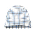White And Blue Tattersall Pattern Print Beanie
