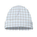 White And Blue Tattersall Pattern Print Beanie