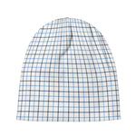 White And Blue Tattersall Pattern Print Beanie