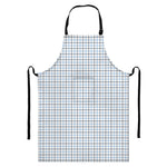 White And Blue Tattersall Pattern Print Bib Apron With Pocket