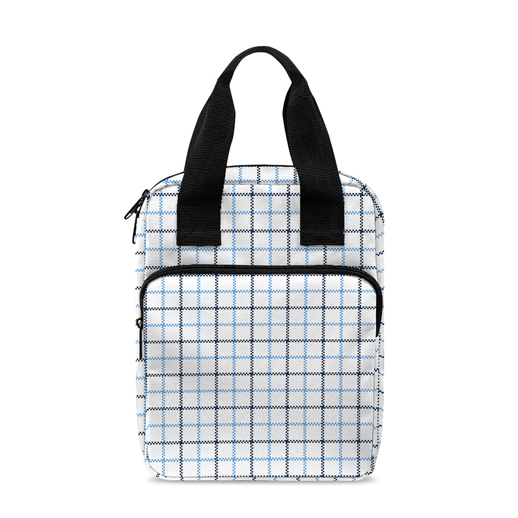 White And Blue Tattersall Pattern Print Bible Tote Bag