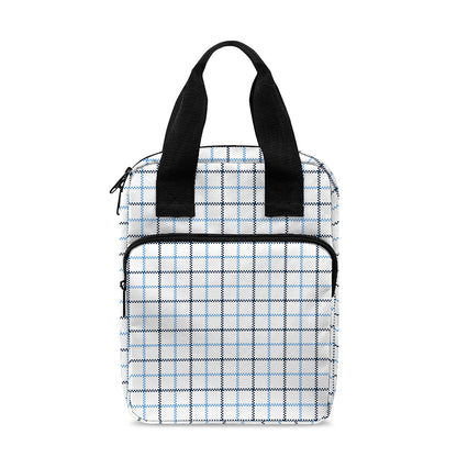 White And Blue Tattersall Pattern Print Bible Tote Bag