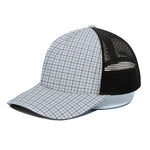 White And Blue Tattersall Pattern Print Black Mesh Trucker Cap