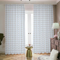 White And Blue Tattersall Pattern Print Dimout Pencil Pleat Curtains