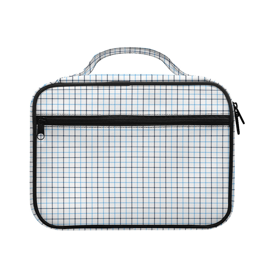 White And Blue Tattersall Pattern Print Briefcase Bible Bag