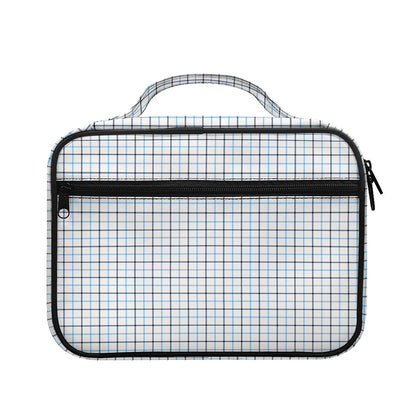 White And Blue Tattersall Pattern Print Briefcase Bible Bag