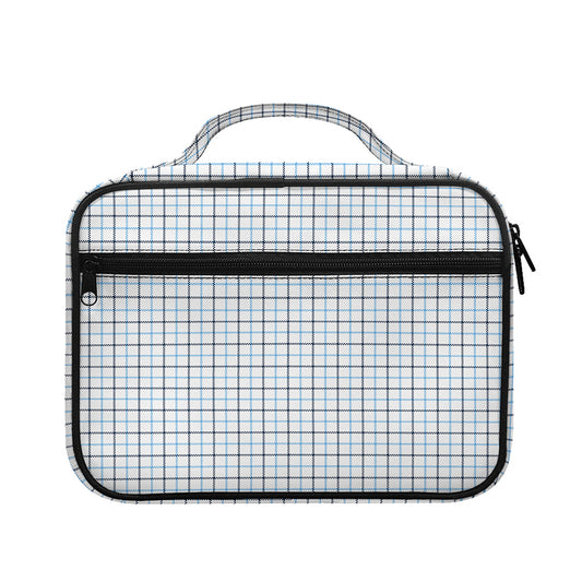White And Blue Tattersall Pattern Print Briefcase Bible Bag