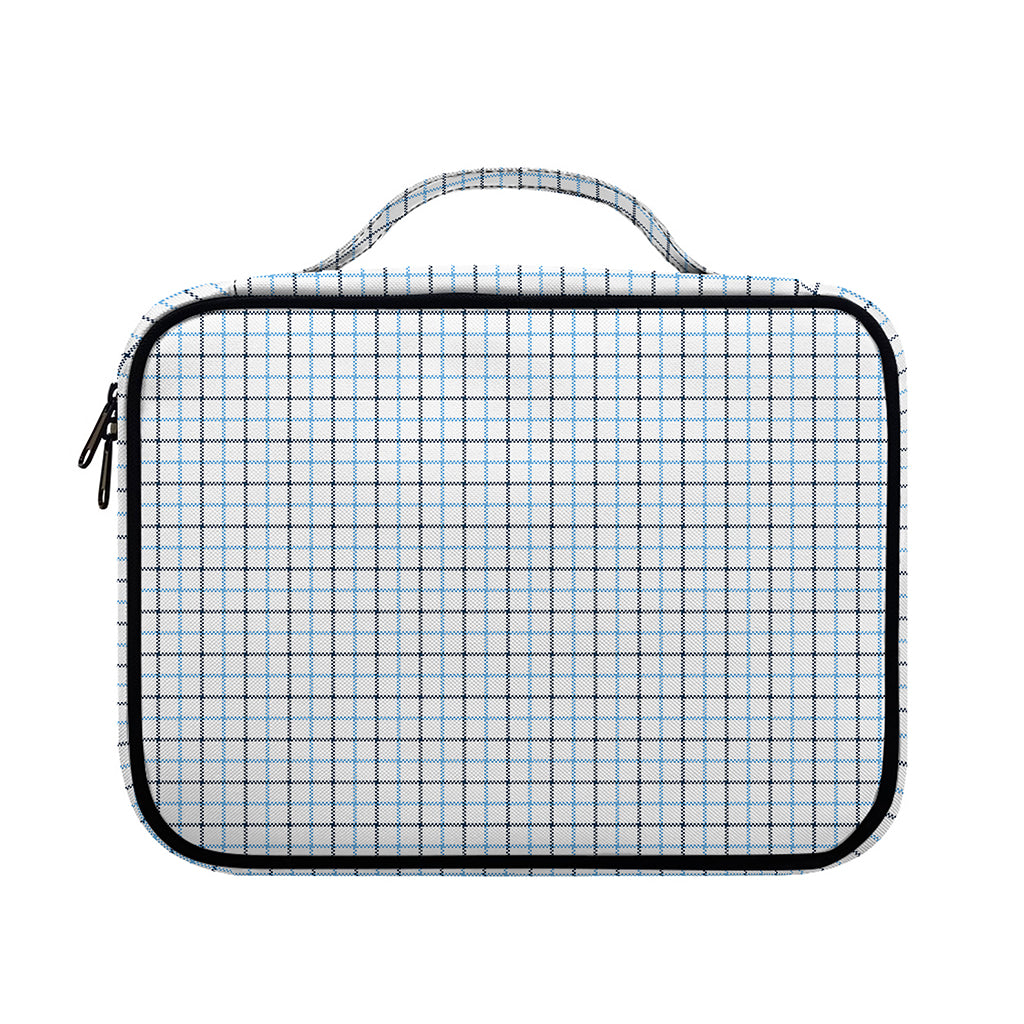 White And Blue Tattersall Pattern Print Briefcase Bible Bag