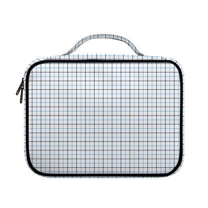White And Blue Tattersall Pattern Print Briefcase Bible Bag