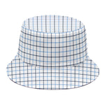 White And Blue Tattersall Pattern Print Bucket Hat