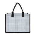 White And Blue Tattersall Pattern Print Canvas Tote Bag