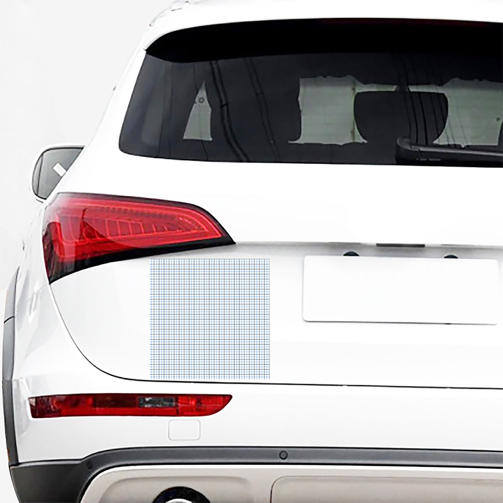 White And Blue Tattersall Pattern Print Car Sticker
