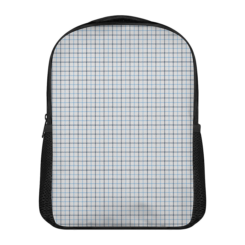 White And Blue Tattersall Pattern Print Casual Backpack