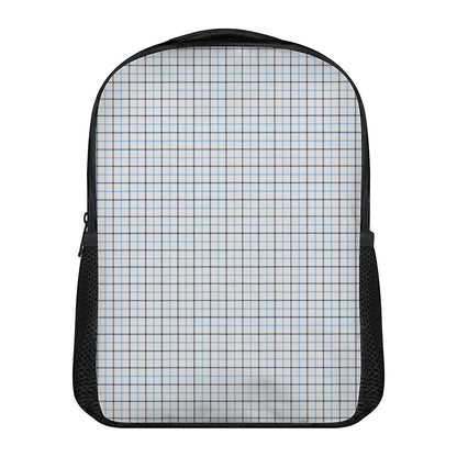 White And Blue Tattersall Pattern Print Casual Backpack