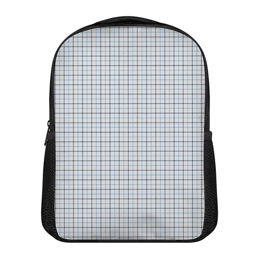 White And Blue Tattersall Pattern Print Casual Backpack