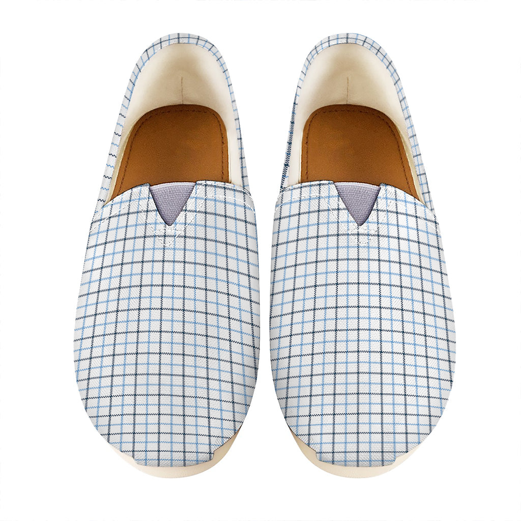 White And Blue Tattersall Pattern Print Casual Shoes