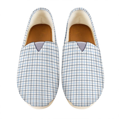 White And Blue Tattersall Pattern Print Casual Shoes