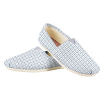 White And Blue Tattersall Pattern Print Casual Shoes