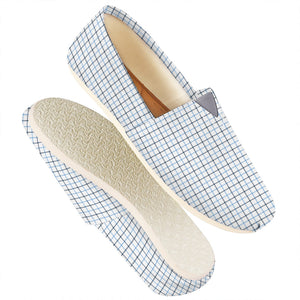 White And Blue Tattersall Pattern Print Casual Shoes