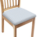 White And Blue Tattersall Pattern Print Chair Cushion Cover
