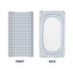 White And Blue Tattersall Pattern Print Changing Pad Cover