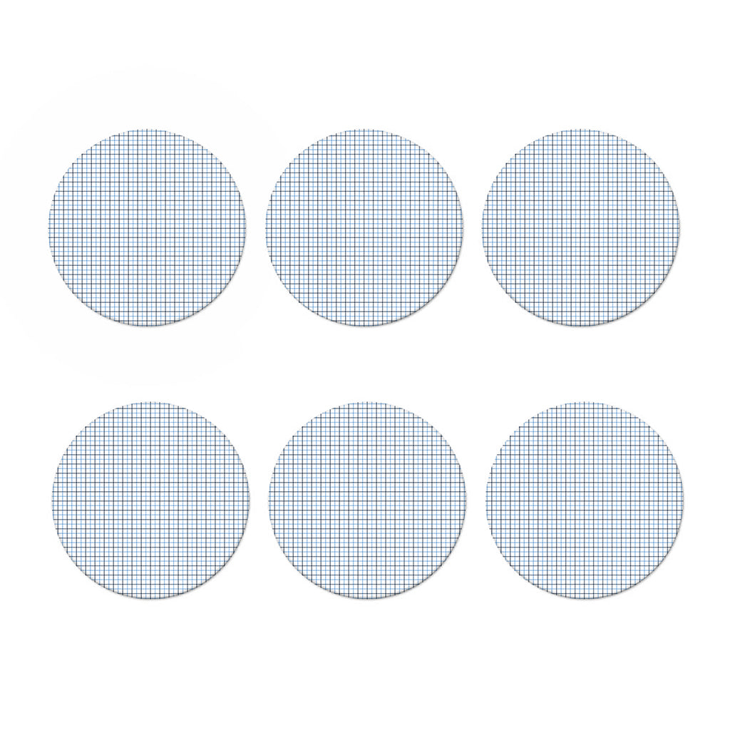 White And Blue Tattersall Pattern Print Coaster Set