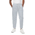 White And Blue Tattersall Pattern Print Cotton Sweatpants
