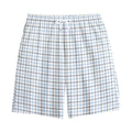 White And Blue Tattersall Pattern Print Cotton Shorts