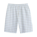 White And Blue Tattersall Pattern Print Cotton Shorts