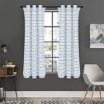 White And Blue Tattersall Pattern Print Curtain