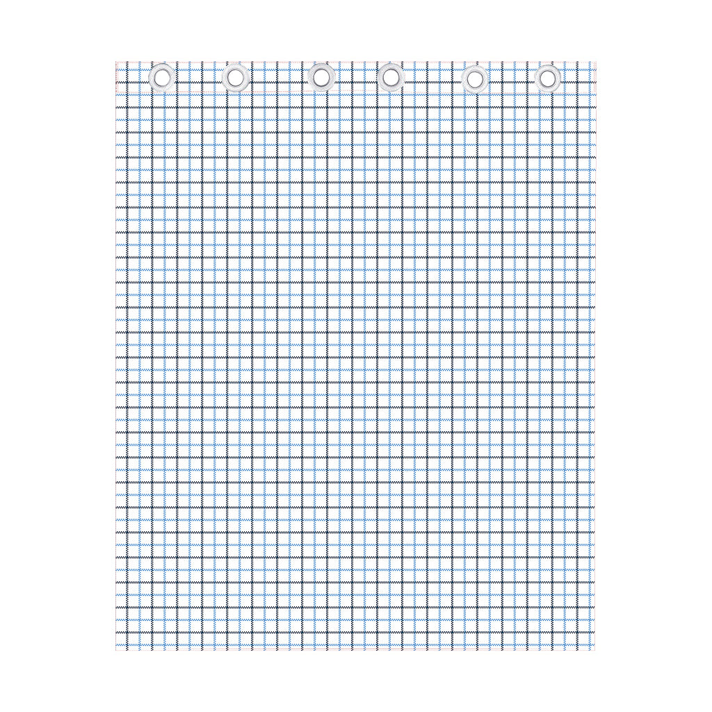White And Blue Tattersall Pattern Print Curtain