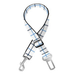 White And Blue Tattersall Pattern Print Dog Seat Belt