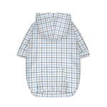 White And Blue Tattersall Pattern Print Dog Zip Up Hoodie