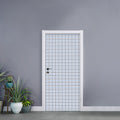 White And Blue Tattersall Pattern Print Door Sticker