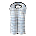 White And Blue Tattersall Pattern Print Double Neoprene Wine Tote