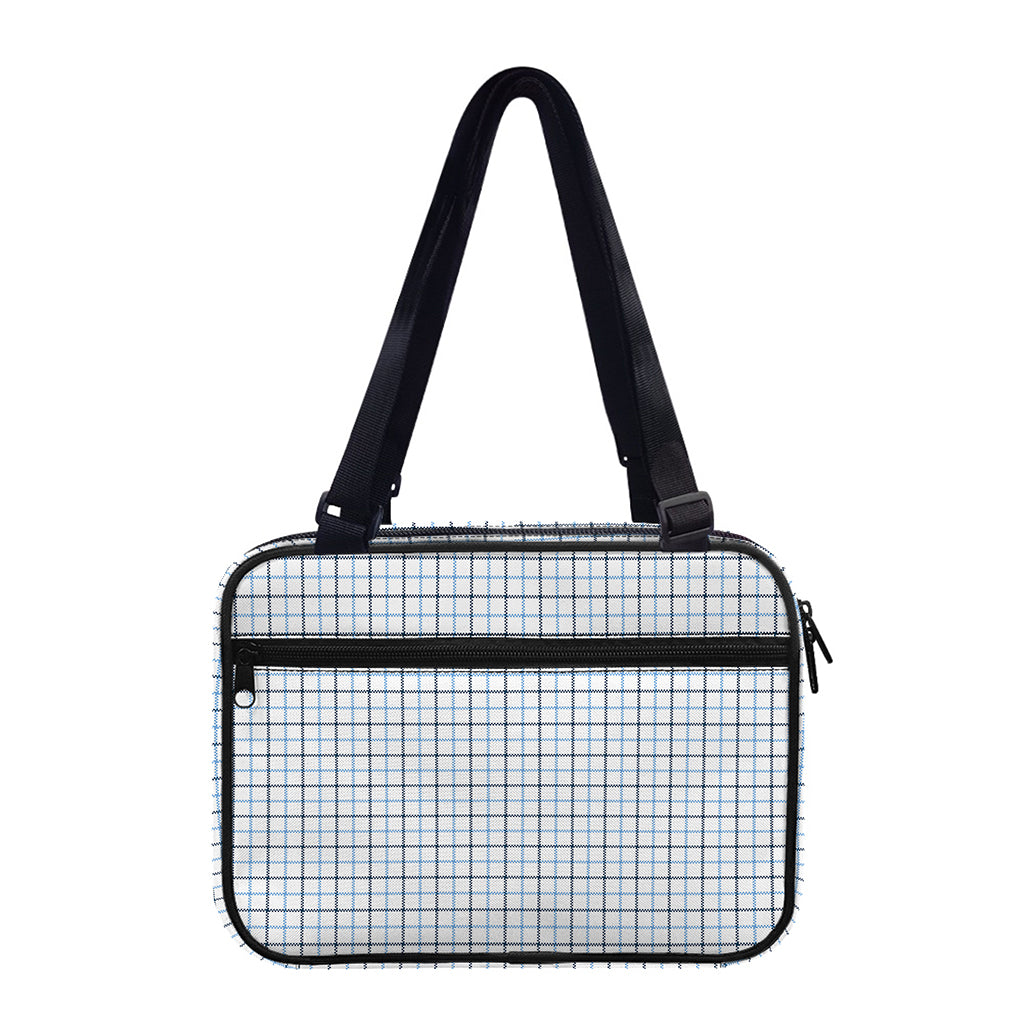 White And Blue Tattersall Pattern Print Double Strap Bible Bag