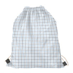 White And Blue Tattersall Pattern Print Drawstring Bag