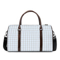 White And Blue Tattersall Pattern Print Duffel Bag