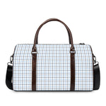 White And Blue Tattersall Pattern Print Duffle Bag