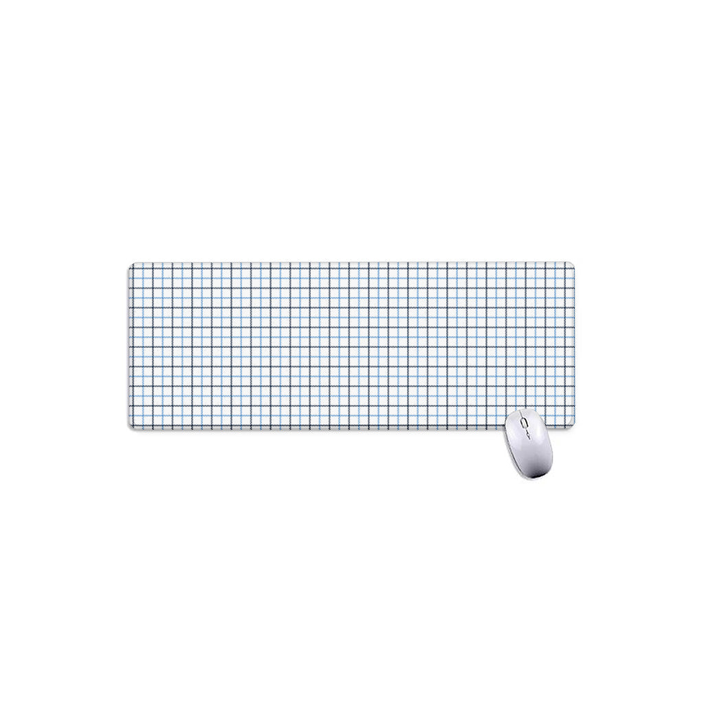 White And Blue Tattersall Pattern Print Extended Mouse Pad