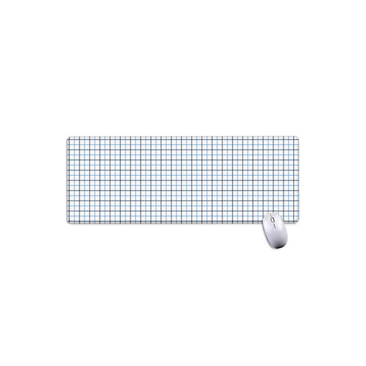 White And Blue Tattersall Pattern Print Extended Mouse Pad