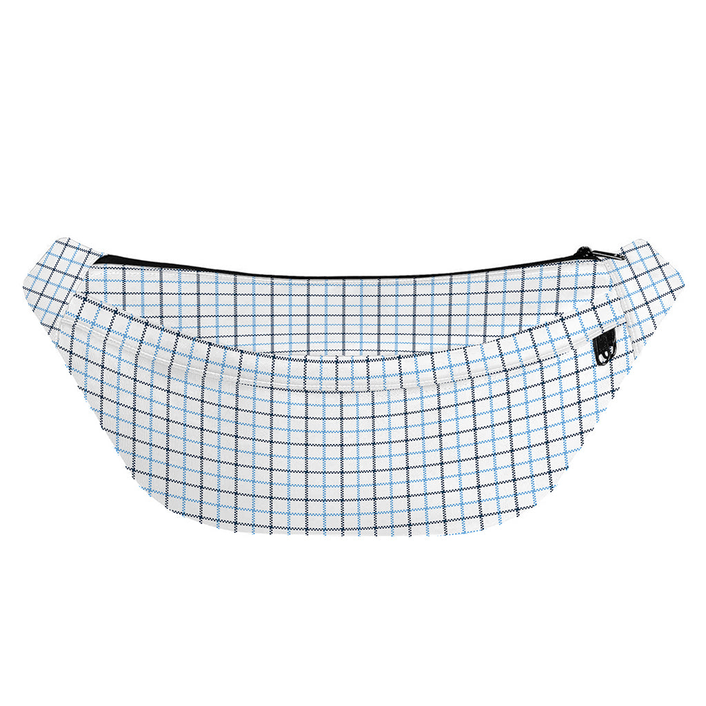 White And Blue Tattersall Pattern Print Fanny Pack